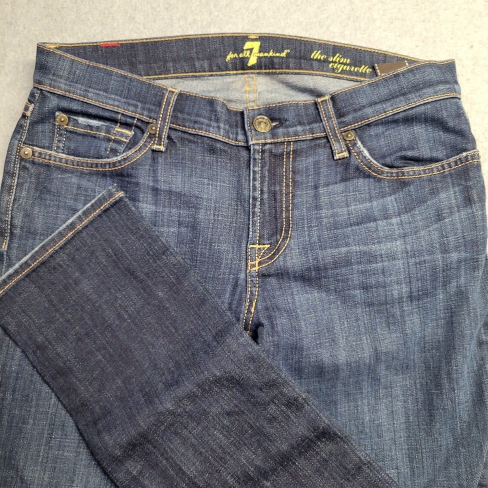 7 For All Mankind The Slim Cigarette Jeans Dark Wash Denim Womens Size 29 x 27.5